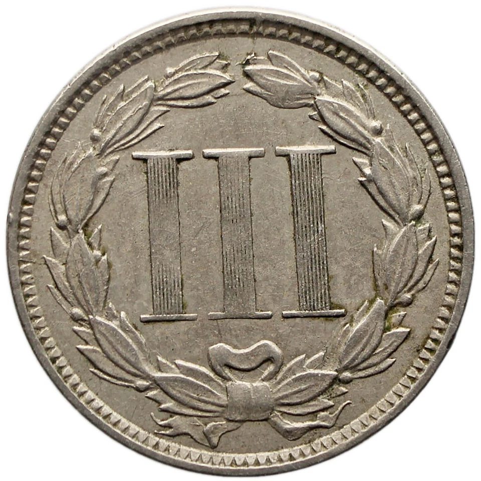 1867 3 Cents Nickel USA Coin Overstruck (MO2702-) - Image 2 of 3