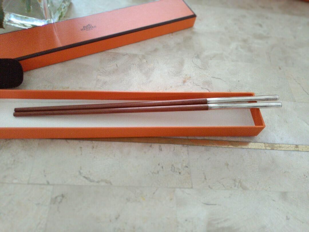 Hermes Chopsticks Boxed Seria Mark Novelty Wood Metal Hermes Chopsticks Boxed Seria Mark Novelty Wood Metal