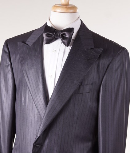NWT $3495 D'AVENZA Dark Gray Lustrous Wool Formal Evening Jacket 42 R Blazer - Picture 2 of 8