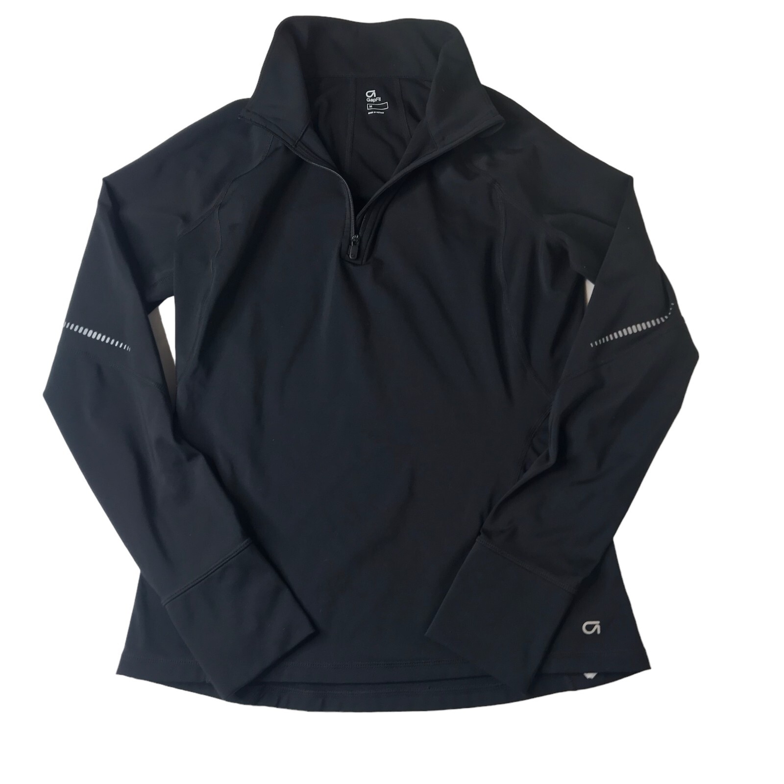 GAP Body Athletic Pullover Half Zip Solid Black S… - image 5