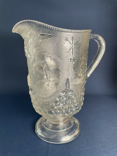 Antique Beatty-Brady clear pressed glass pitcher ADMIRAL DEWEY c.1899 Original - Picture 2 of 11