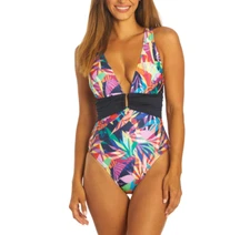 Dolfin Aquashape $69 Deep V-Neck One Piece Swimsuit in Las Palmas size 6