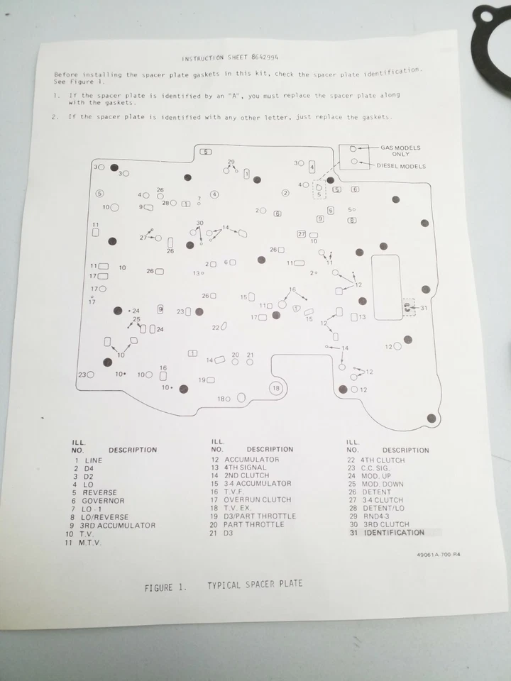 8642993 Juego de juntas espaciadoras de carrocería de válvula GM para Corvette Camero 1984 1985 1986 Foto 3 de 3