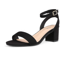 Women Ankle Strap Open Toe Low Block Chunky Heel Sandals Dress Pump Shoes