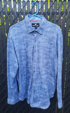 Butter Cloth XL Blue Flip Cuff Cotton Long Sleeve Button Down Mens Shirt