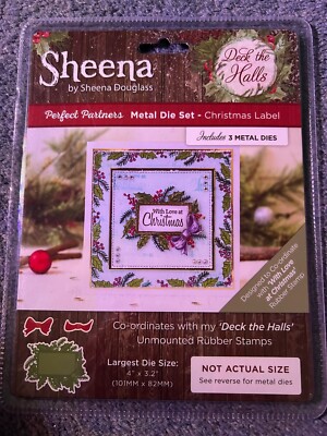 CRAFTERS COMPANION SHEENA DOUGLASS 3 METALLSTANZEN WEIHNACHTEN ETIKETT SCHLEIFEN STECHPALME
