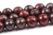 8MM Natural Dark Red Brecciated Jasper Beads AAA Micro Faceted Round Loose Beads