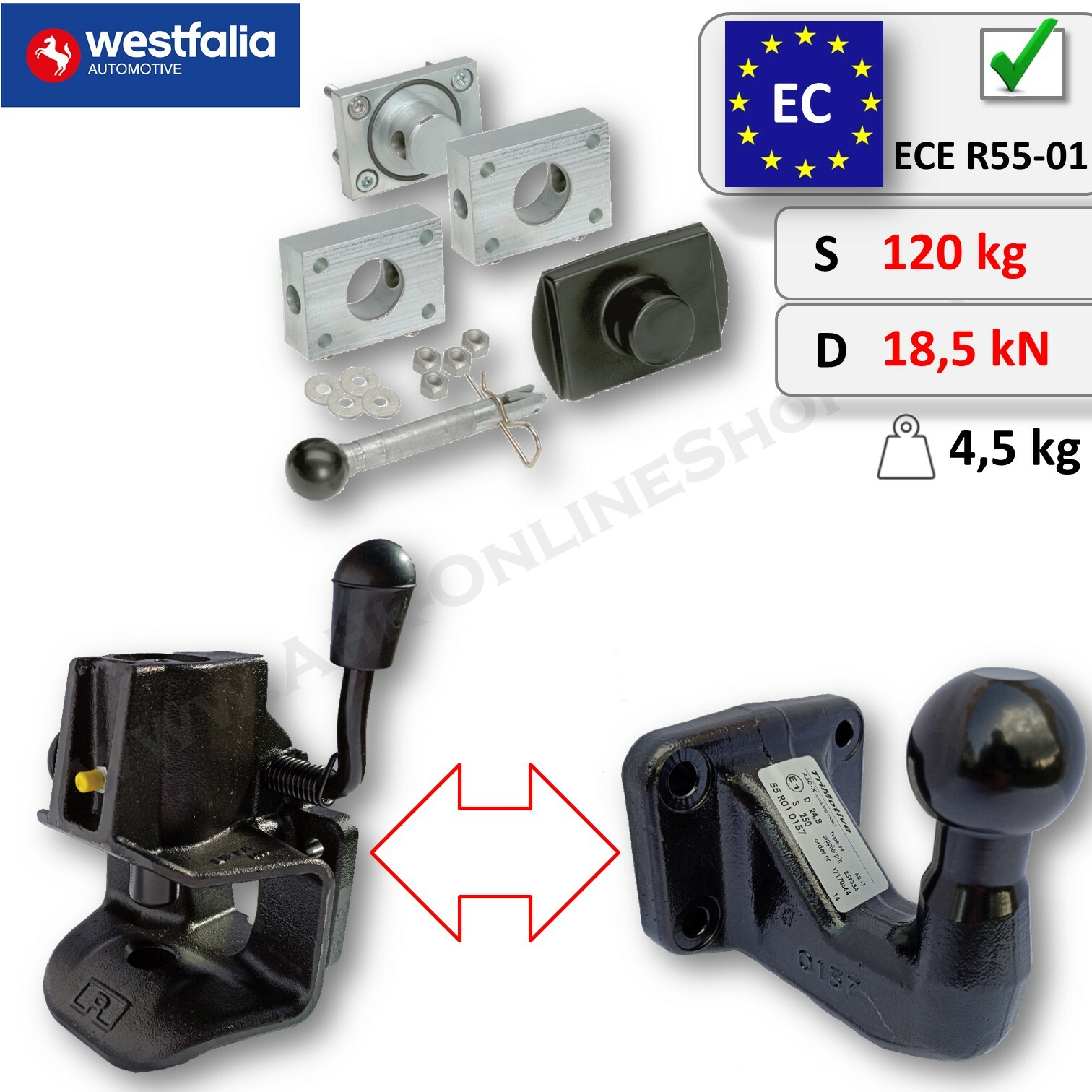 Wechselsytem Variobloc FüR Anschraubplatte Kugelkopf 83X56 FüR Fiat Ducato 94-06-image