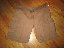 Men's Classic Fit Light Brown Cargo Shorts W/Canvas Belt Size 48 New