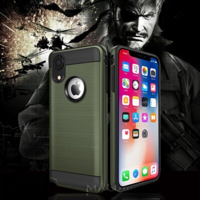 iphone XR Armor Rubber Rugged Case Cover With Screen Protector