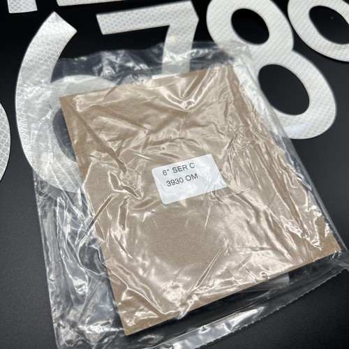 (1) 6 inch 3M Reflective NUMBERS High Intensity Prismatic White 3930 C 6" Vinyl - Picture 4 of 4