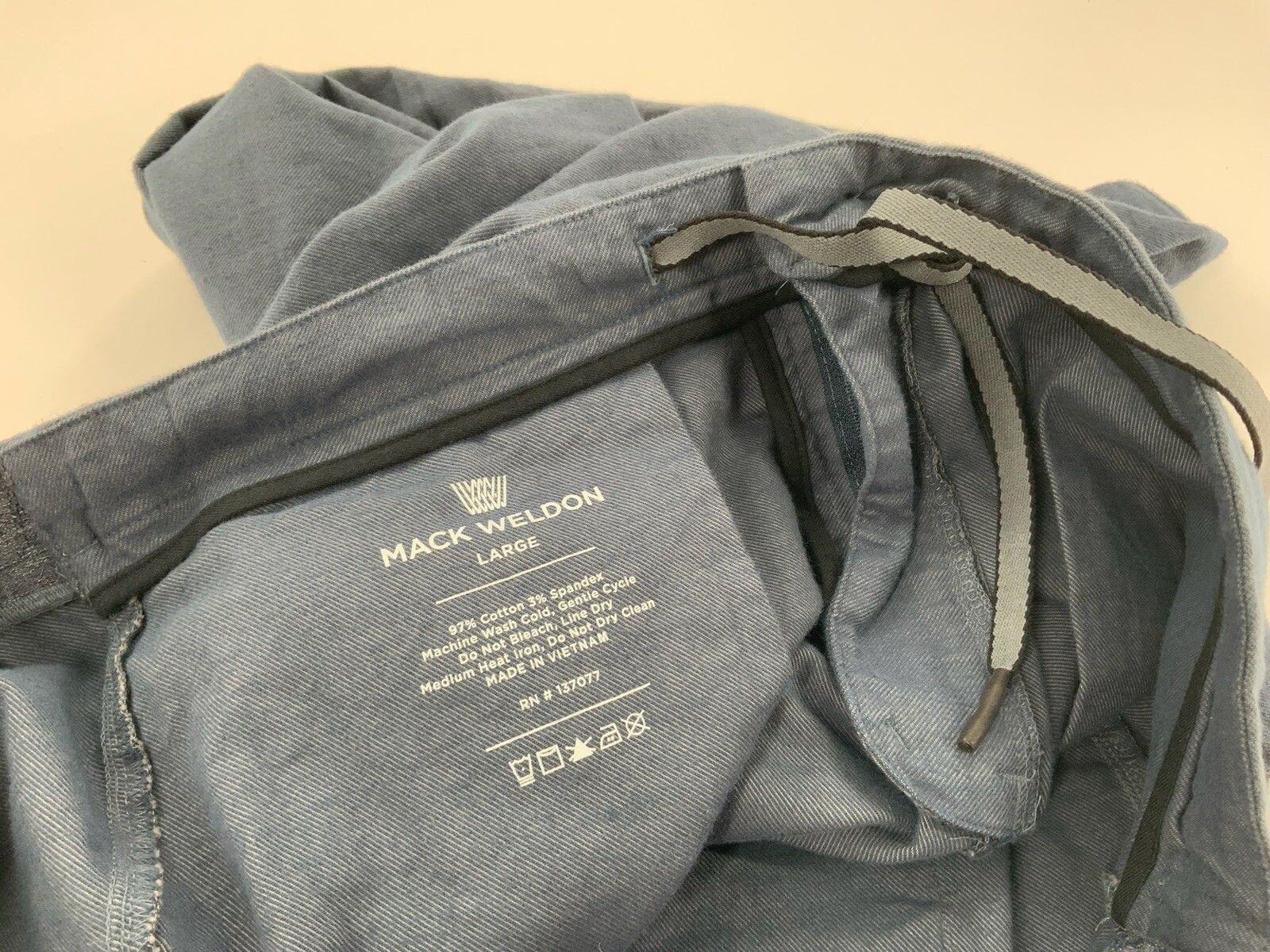 Mack Weldon Jogger Pants Men L Blue Cotton Spandex Pockets Drawstring YGI H2-335