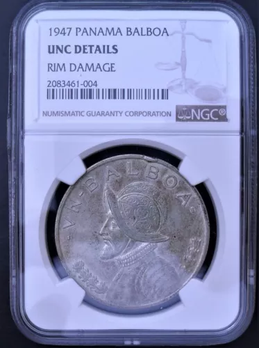 1947 Panama Balboa,  NGC  UNC. details , nice silver   coin       #1328
