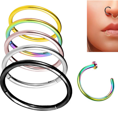 SEPTUM PIERCING NASENRING CLICKER SCHARNIER PIERCING HELIX TRAGUS CHIRURGENSTAHL