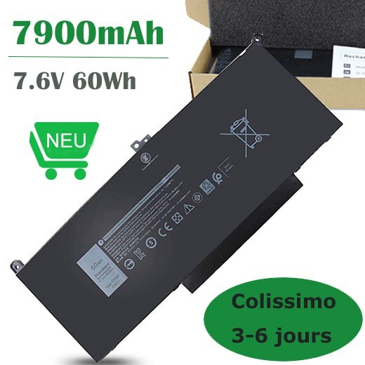 Batterie F3YGT Dell Latitude 7280 Haute Performance Cellules Premium