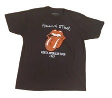 Rolling Stones Shirt Size Large Black 1975 North American Tour*FREE SHIPPING*