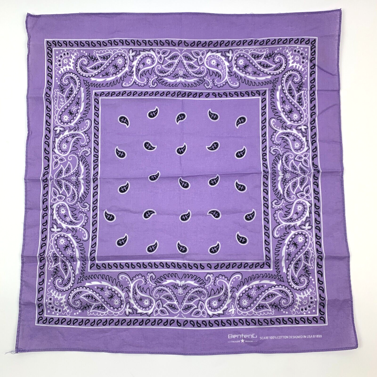 Vintage Benteno Purple White Paisley B1899 Scarf Bandana 20