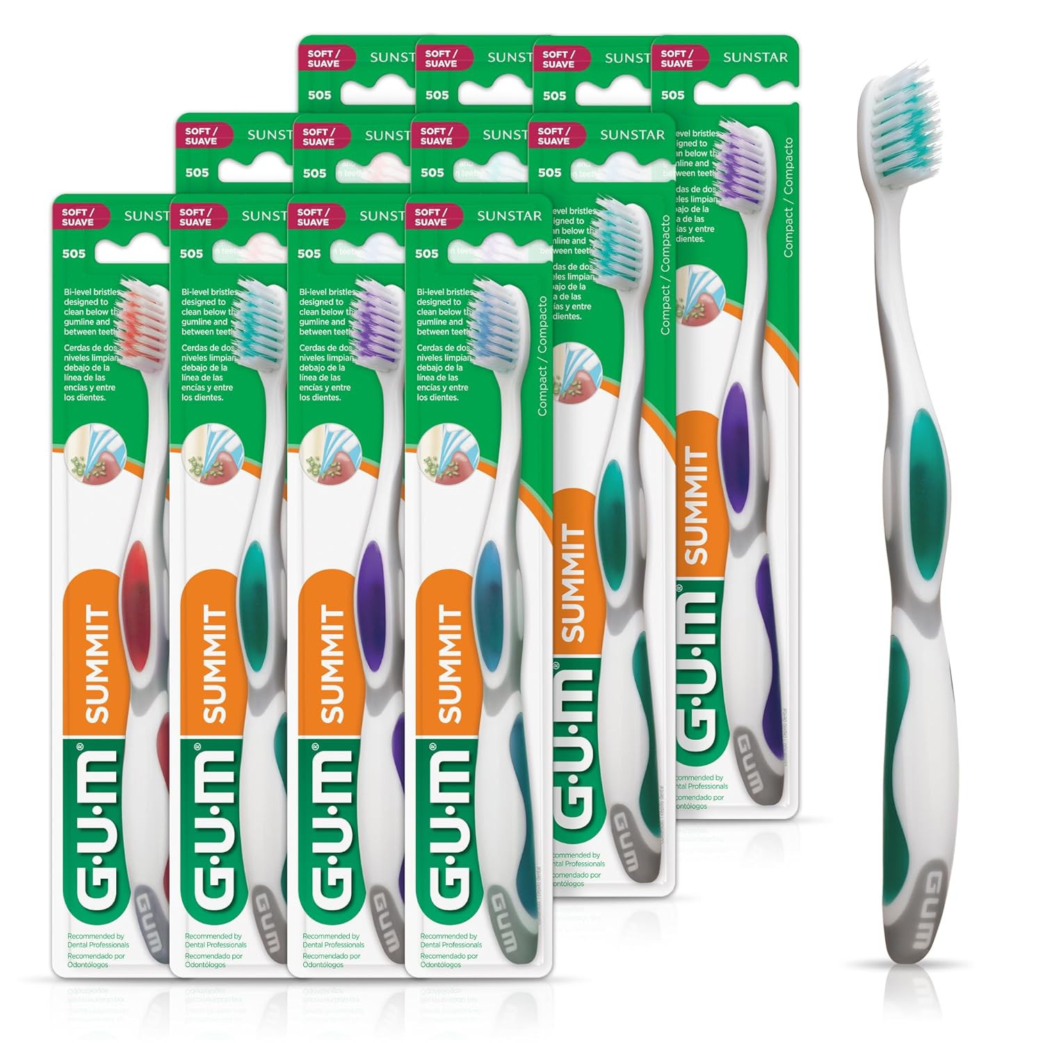 GUM Summit+ Soft Toothbrush, Ultra Fine Tapered Bristles for More Effective Plaq