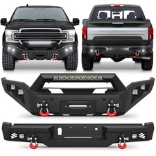 Off-Road Front /Rear Bumper W/ Winch Plate & LED Lights For 2018-2020 Ford F-150
