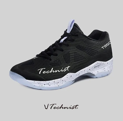 Technist T950 Boost Унисекс Обувь для бадминтона Спортивная тренировочная в помещении Черная NWT