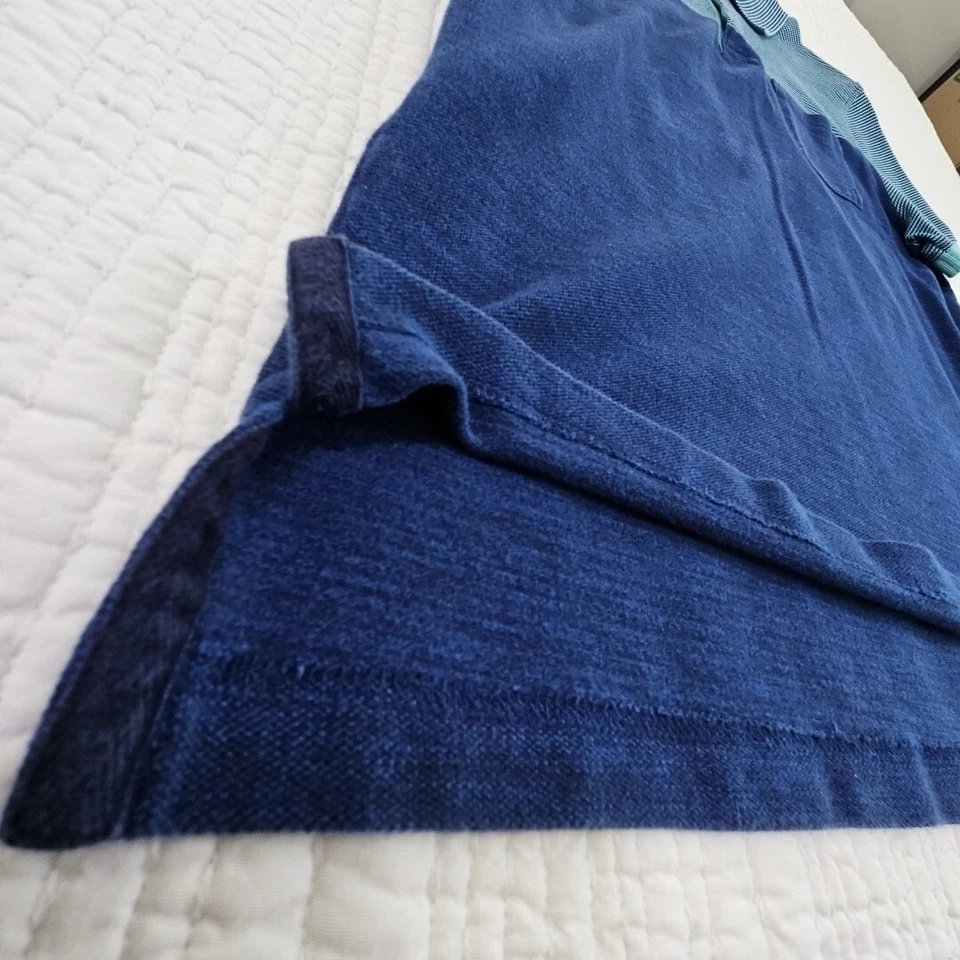 Camisa Polo Tommy Hilfiger Para Hombre Talla M Azul Aqua Azul Marino Rayas Ajuste Personalizado Usada en Excelente Condición LN Foto 2 de 4