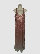 Nightway Women's Pink Ombr Sequin V-Neck Gown Dress Size 8