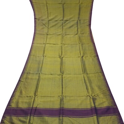 Tissu Sari En Soie 100% Pure Vintage - Violet, 4.6m X 1.07m, Artisanal Indien (Occasion)