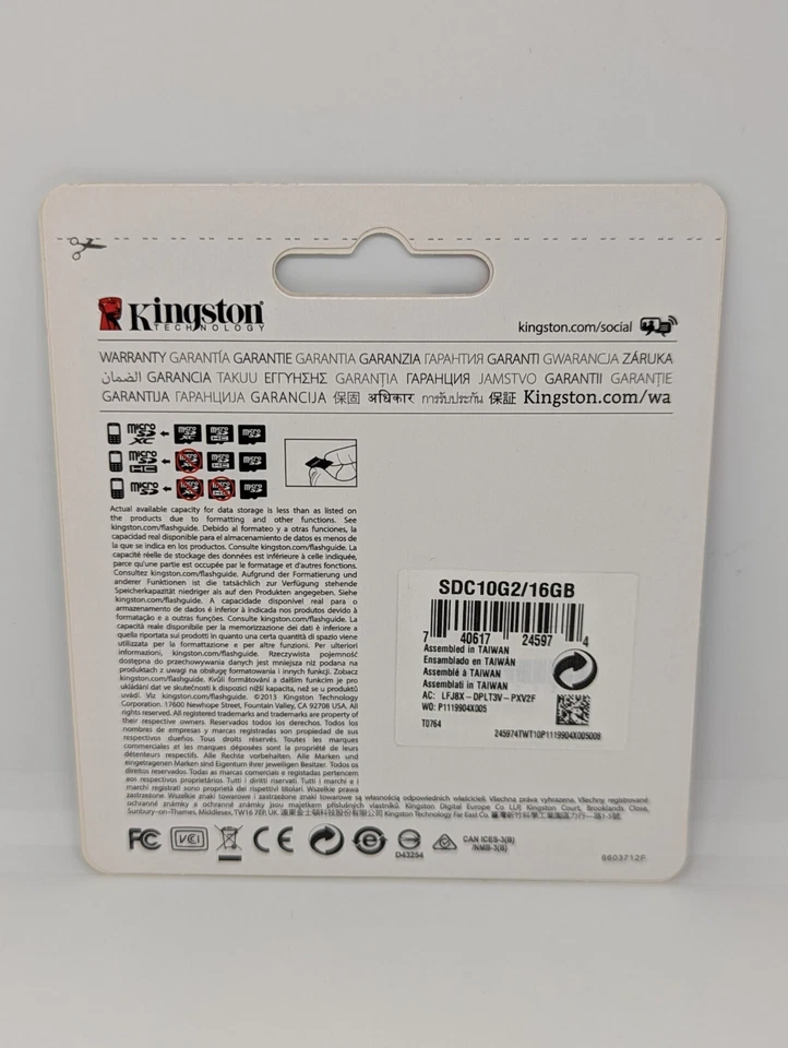 Kingston SDC10G2/16GB Memory card Class 10 UHS-I Flash 45MB/s Adapter GENUINE - Image 2 of 2