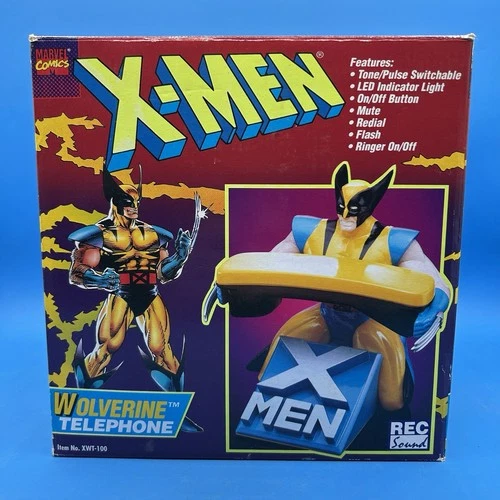 Vintage Rec Sound Marvel Comics X-Men Wolverine Telephone Unused In Box