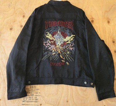 HUF x Thrasher Trucker Jacket Volcano Black Mens Size XL New With Tags