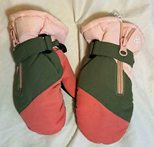 Swiss Tech Toddler Kids Ski Mittens Pink Sage Green Winter Gloves Zipper Fleece