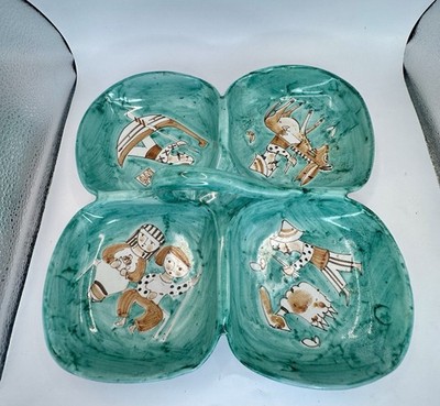 Vietri Italian Art Pottery Hand Painted Divided  10   VTG Giordano