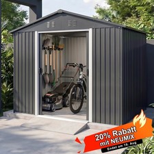 Capanno per attrezzi capanno per attrezzi metallo XL capanna da giardino tetto a capanna porta scorrevole 6 x 4 piedi grigio