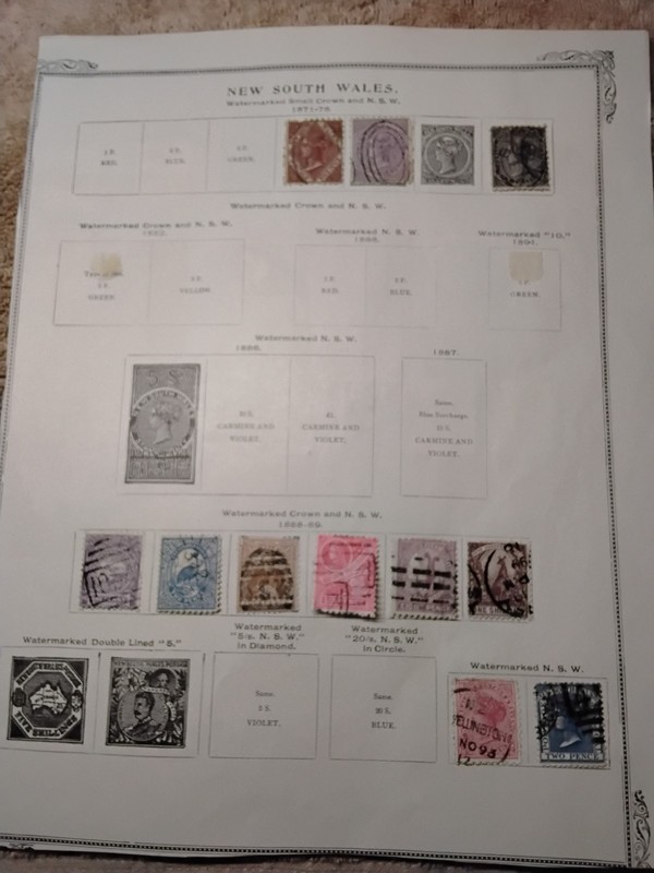 New South Wales Used Postage Stamp Collection on Album Pages, Pre-Decimal