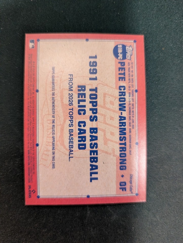 Pete Crow-Armstrong Blue Jersey Relic /150 COLOR MATCH! 2026 Topps ...