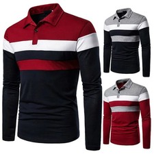Men Long Sleeve Shirts Men Stand Collar Striped Patchwork Casual Shirts Men Base