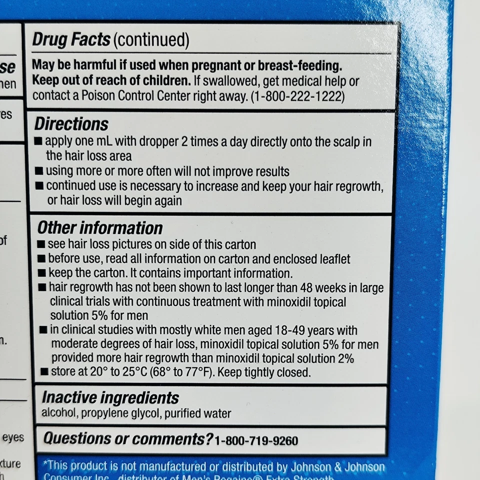 KIRKLAND Minoxidil 5% Extra Strength Men Hair Regrowth Solution 12 Months Supply - Image 3 of 4