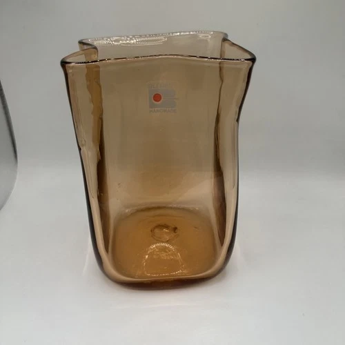 Vintage Blenko Paper Bag Art Glass Vase 8.5"