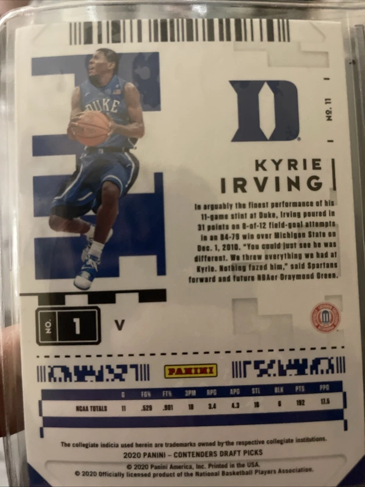 2020–21 Panini Contenders драфт медиаторы — билет на игру Cracked Ice Кайри Ирвинг /23 - Изображение 2 из 2