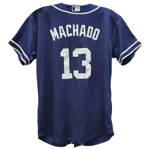SAN DIEGO PADRES Jersey YOUTH Large Blue MANNY MACHADO #13 Majestic MLB Baseball - Imagen 6 de 9