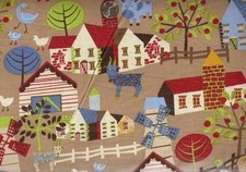 Farm Scenes sheep goat pig ducks chickens tan Timeless Treasures fabric BTY