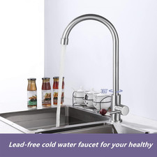 Cold Water Faucet Only,Brushed Nickel Stainless Steel Single Handle Single Ho...