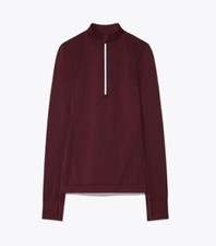 NWT Tory Burch Sport Seamless Half-Zip Pullover Sweatshirt in Burgundy M