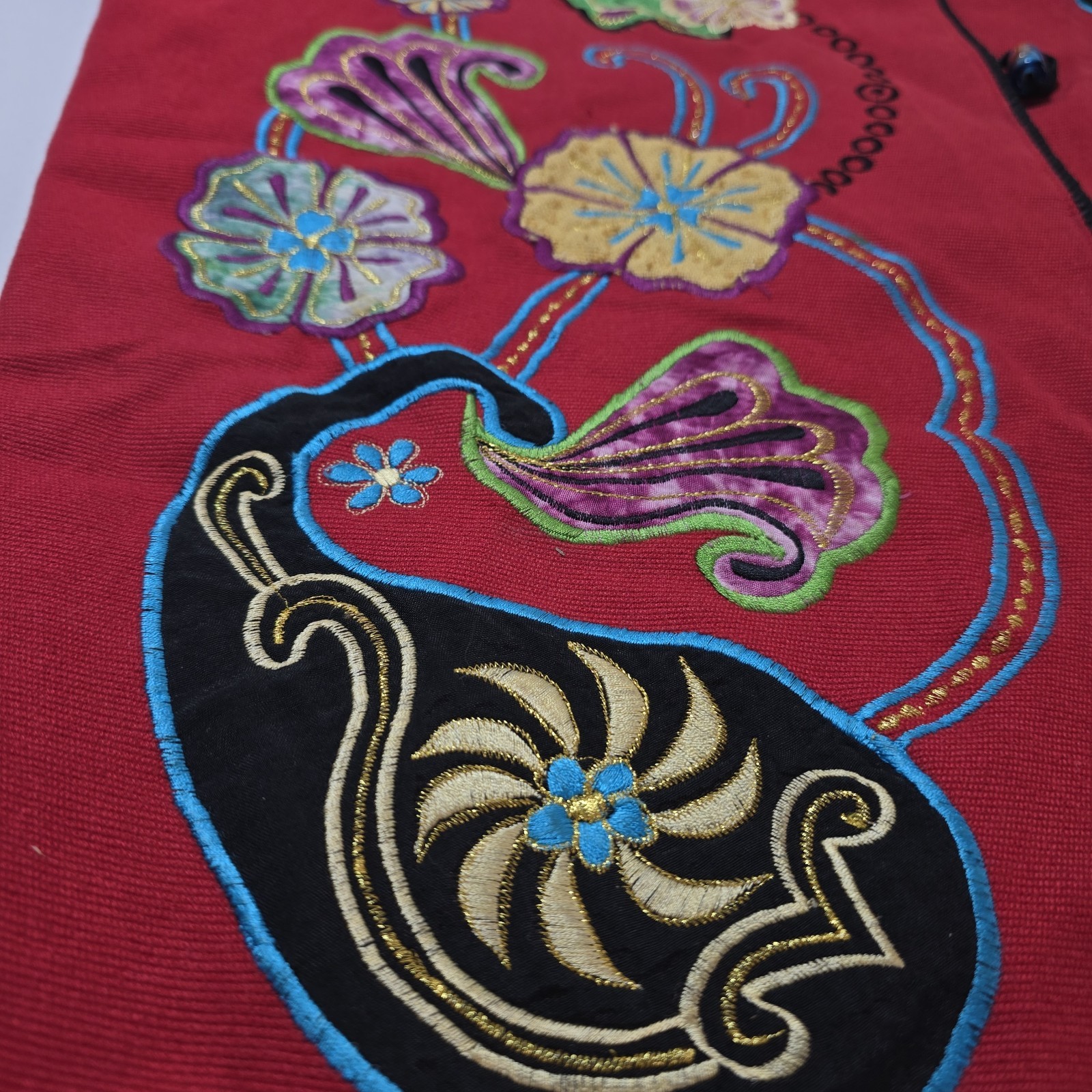 Indigo Moon Floral Patchwork Blazer Jacket L Pais… - image 8