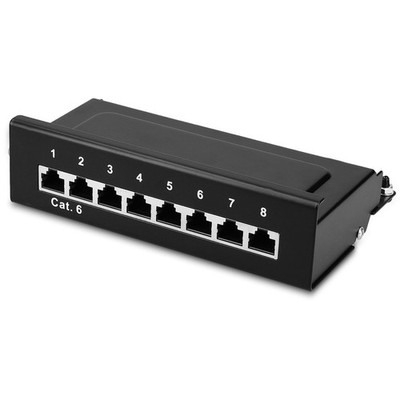 8 Port Patch Panel - RJ45 Cat6 Shielded Network Splitter Panel with Ground Wi...