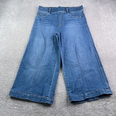 Spanx Jeans Womens 1X Seamed Front Wide Leg Pull On Vintage Indigo Denim Stretch