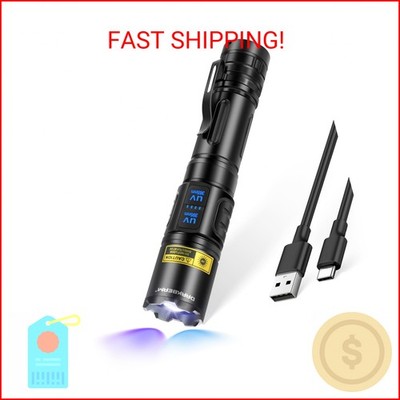 DARKBEAM UV Flashlight 365nm & 395nm Dual Black Light, Blacklight USB Rechargeab