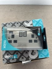 ClubClick Deco Plus Satin Chrome 13A Socket With 2 x 2.1A USB Black Insert