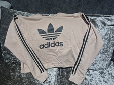 Ladies Long Sleeves Adidas Grey  Cropped Top Gym Work Out Top/Jumper Size 10