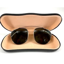 Retro Clip-On Aviator Sunglasses Vintage 90s Green Lens Metal Frame with Case